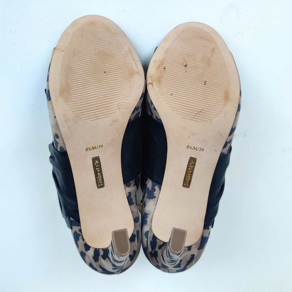 LOUISE ET CIE Lo Idola Boot 8.5 Animal Print Open Toe Bow Heel Shoes Mobwife - Picture 6 of 10